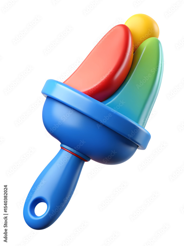 Poster vibrant 3d rendering of a colorful paint brush with a plastic style isolated on transparent backgrou