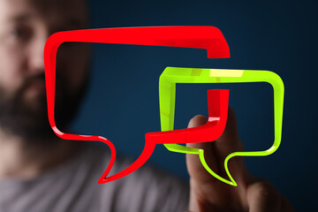 Abstract image of speech bubbles representing communication, conversation, and feedback. Ideal for...