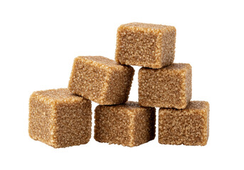 Isolated Pile of Natural Brown Sugar Cubes