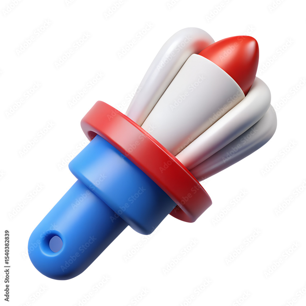 Poster a colorful vibrant 3d rendering of a stylized rocket launch concept isolated on a transparent backgr