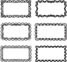 Fototapeta premium Collection of Hand-Drawn Decorative Frames Wavy, Scalloped, and Ornate Borders for Design Projects