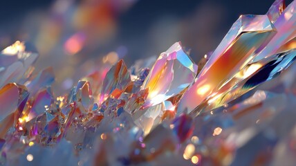 Shimmering Colorful Crystals with Reflections and Glimmers