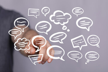 Abstract image of speech bubbles symbolizing communication, conversation, and dialogue.