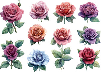 Fototapeta premium set of roses vector illustration