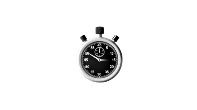 Precise Time: A classic stopwatch captures a moment in time, its sleek design a timeless symbol of precision and accuracy, Isolated, ready for your project. - Powered by Adobe