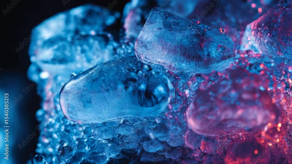 Poster a close-up shot of a bunch of ice cubes, perfect for use in a variety of contexts where cold or froz
