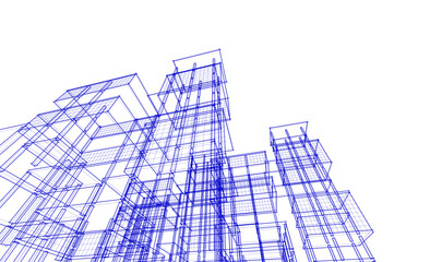 building frame concept 3d illustration