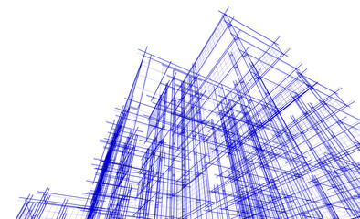 building frame concept 3d illustration