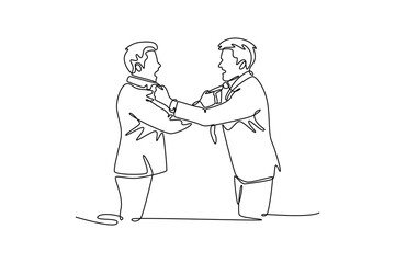  Affection in office concept. Single line draw design. Vector graphic illustration