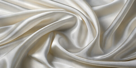 Obraz premium Close-up, background texture of silk fabric, white silk with folds close-up