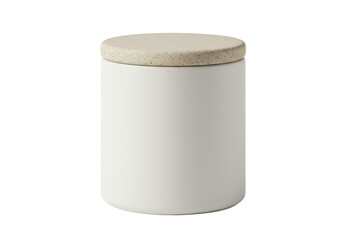 Isolated Ceramic Jar with Speckled Stone Lid