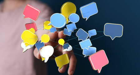 Abstract image of interconnected speech bubbles, representing global communication and networking.