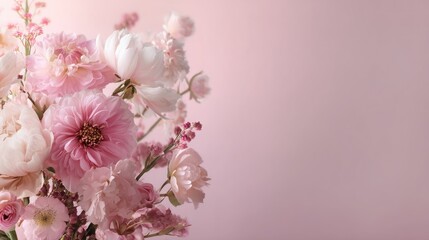 Delicate bouquet of pastel pink and white flowers