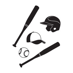 Vector illustration baseball icon, glove , bat, helmet