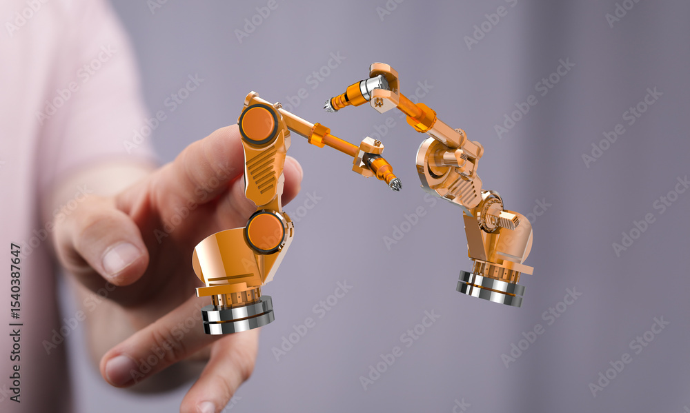 Poster high-quality image of robotic arms showcasing automation and precision engineering. ideal for techno