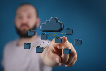 Cloud computing, data storage, file management, digital technology, network, internet, connection,...