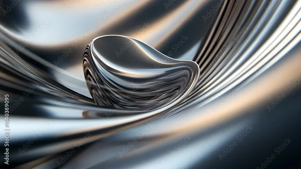 Poster abstract metallic sculpture: a mesmerizing display of swirling metallic forms, showcasing sleek line