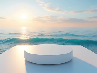 Serene Ocean Sunset Minimalist Product Display
