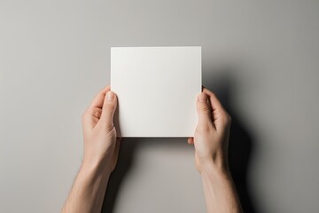 Hands Holding Square Paper Mockup
