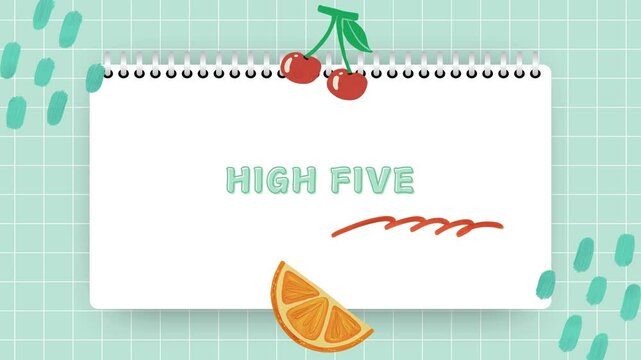 High Five: Blank Notepad with Cherries and Orange Slice Illustration