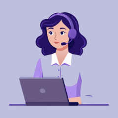A friendly female customer service agent using a laptop and headset provides excellent support