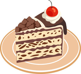 A slice chocolate cake with cherry on top