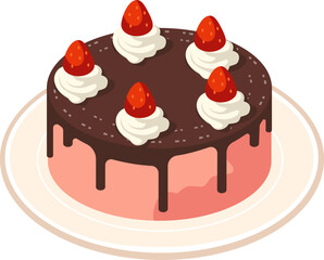 chocolate cake with strawberry on the top