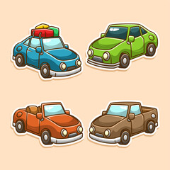 Cute car collection. cute cartoon doodle model