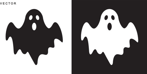 Set of Halloween Ghost silhouette vector, Ghost logo, icon, Ghost vector line art outline on a white background