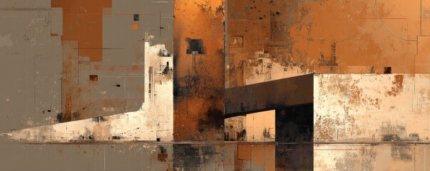 Abstract Geometric Art in Warm Tones