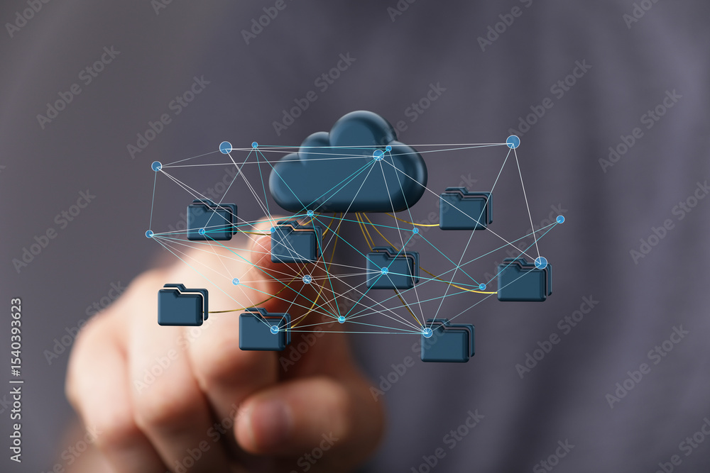 Aufkleber Secure cloud storage and data network.  Access files anytime, anywhere.