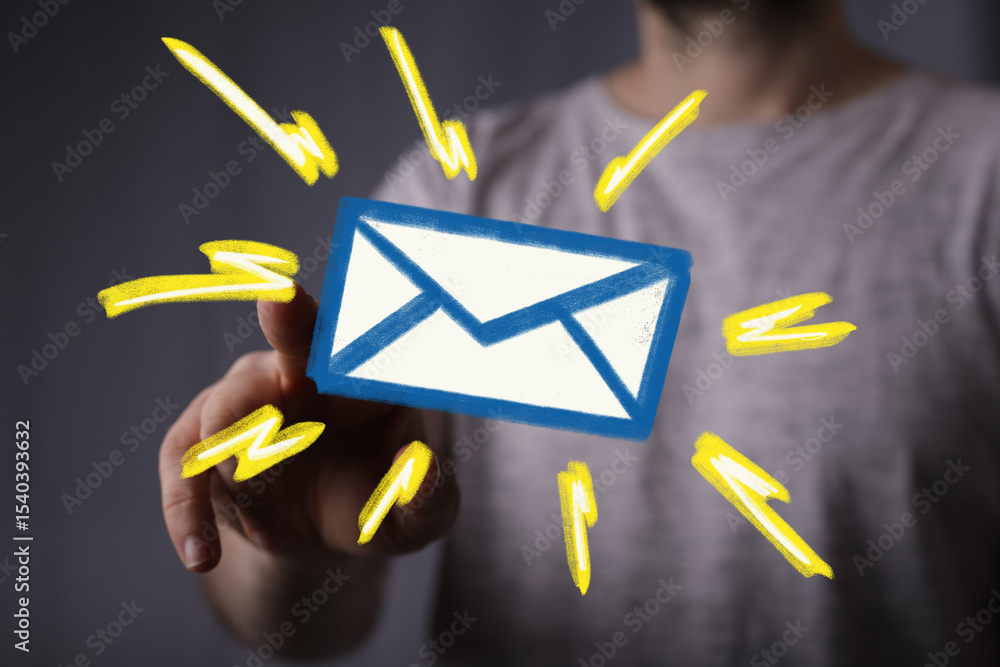 Poster fast email alert concept. digital communication, inbox, message.