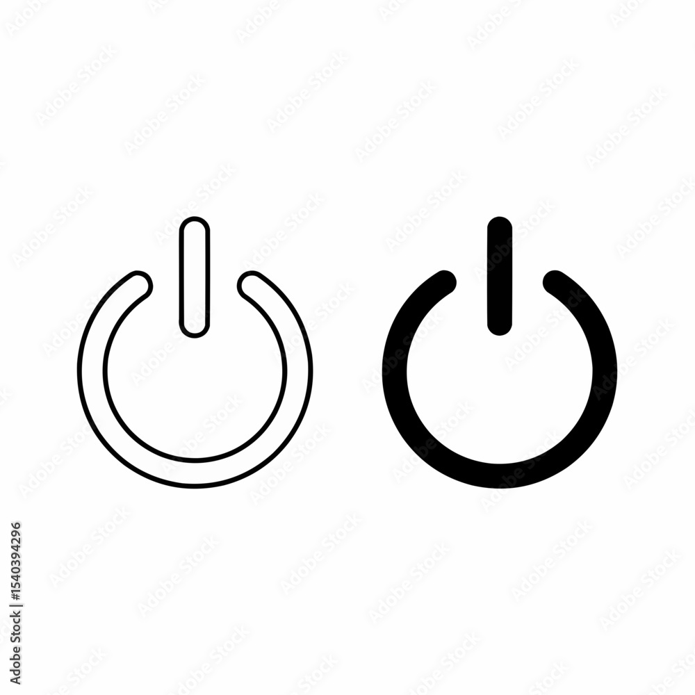 Poster this high-quality vector image features two minimalist power icons: a black outline and a solid blac