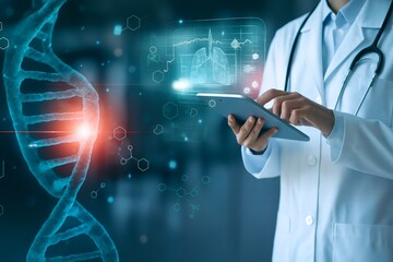 Genetics and Medicine: An innovative medical professional analyzes the intricacies of the human genome.