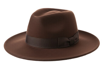 Isolated Elegant Brown Fedora Hat with Ribbon