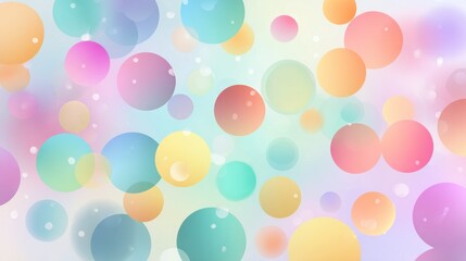 Colorful, floating circles, soft pastel gradient background