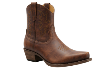 Isolated Rustic Brown Leather Cowboy Boot
