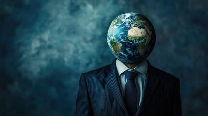 Globe head businessman concept image