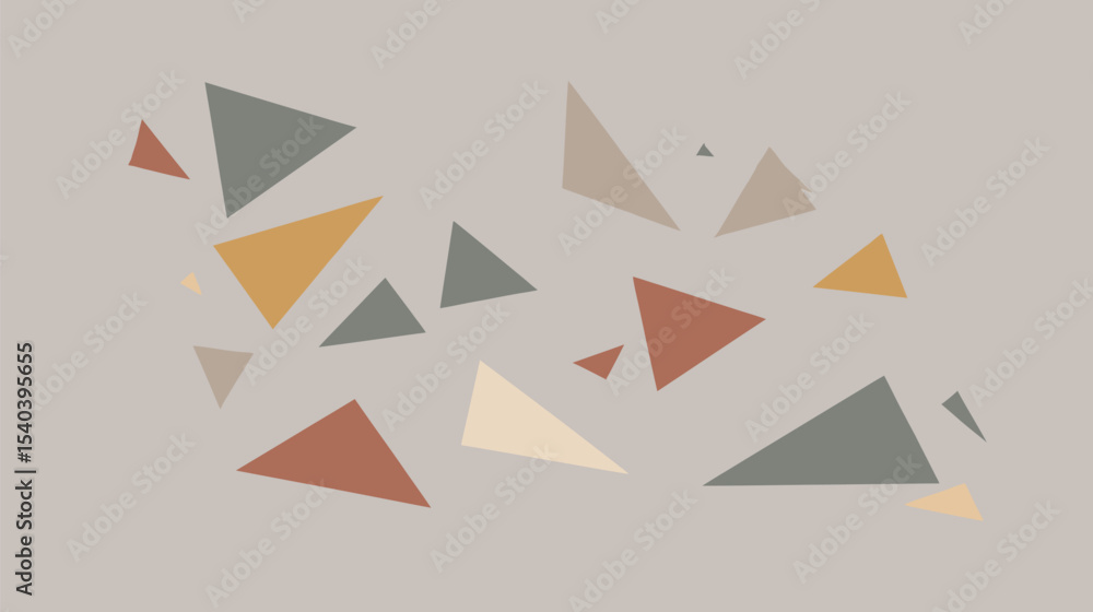 Aufkleber geometric triangles scatter creating pattern on beige surface background decoration