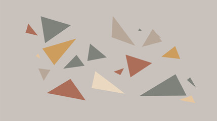 Geometric triangles scatter creating pattern on beige surface background decoration