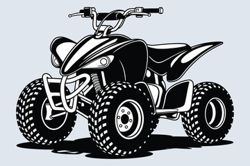 Fototapeta premium A powerful, stylized, black and white silhouette of an all-terrain vehicle (ATV).