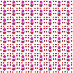Colorful polka dot pattern with pink and orange circles on white background  