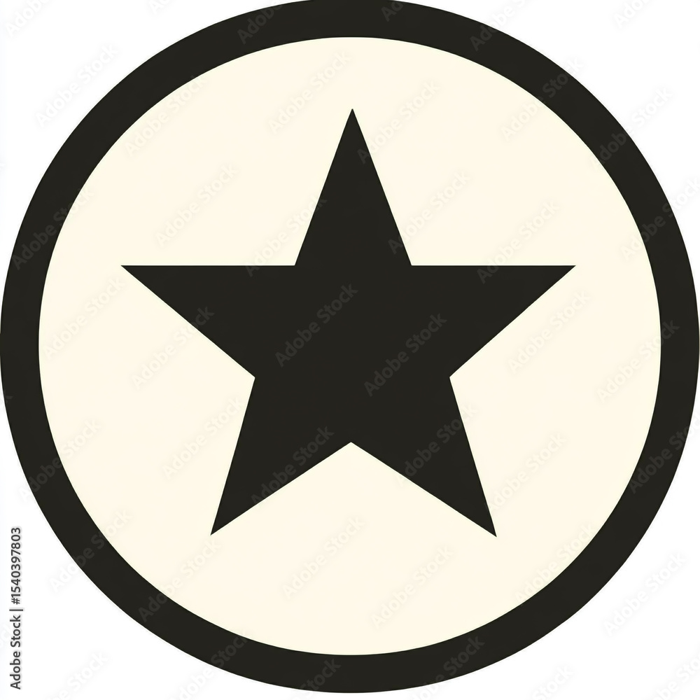 Fototapete an icon of a black star inside a circle, featuring a simple and minimalistic design on a white backg