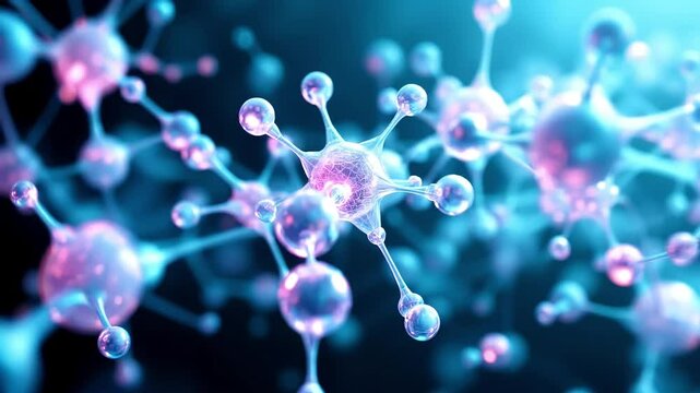 Microscopic molecular structures vibrant colors - Powered by Adobe