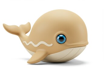 Naklejka premium Cute whale toy with blue eyes on a white background, studio shot