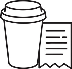 Coffee Cup and Receipt Icon in Black Outline Style for Website and Graphic Design Use simple