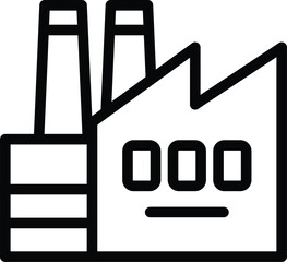 Factory Building with Chimney Structure Line Drawing