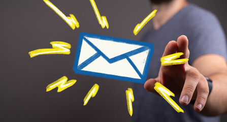 Digital email marketing, quick message, online communication, fast response.