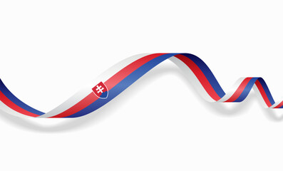 Slovakian flag wavy abstract background. Vector illustration.