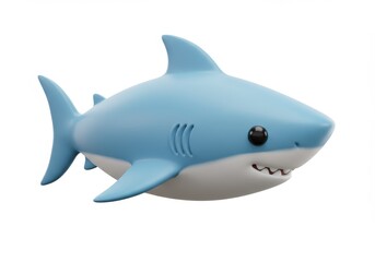 Obraz premium Cartoon shark with blue skin and white belly on a white background